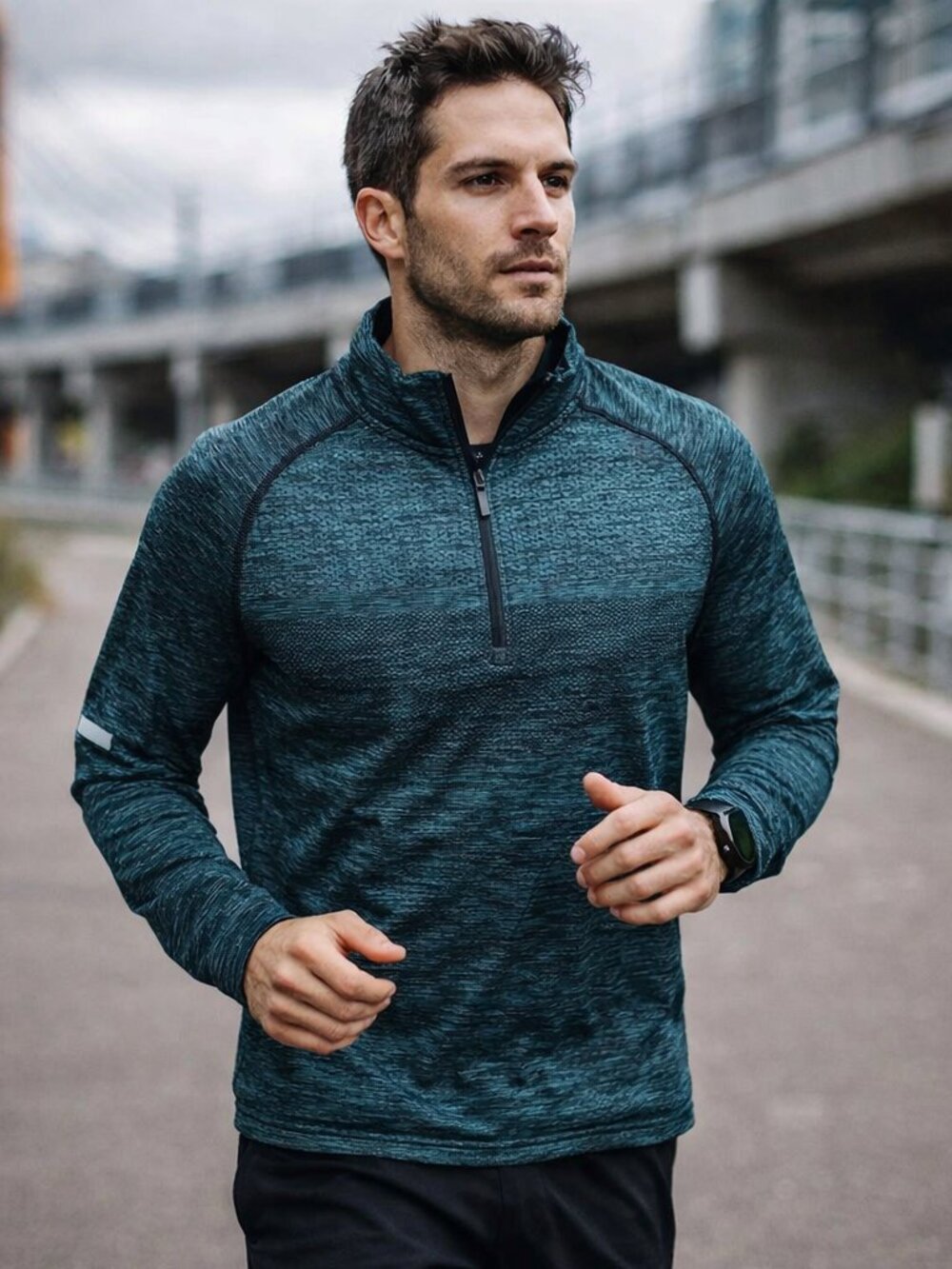 Fila Sport Green Fitted Running Quarter Zip Long Sleeve Large Athletic Top